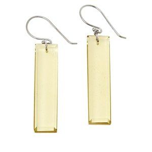 Colleen Lopez Sterling Silver Rectangular Lemon Quartz Drop Earrings